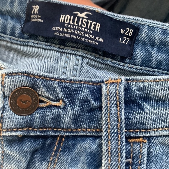 Ultra High Rise Mom Jean Hollister size 28 medium wash stretchy school street - Picture 3 of 12